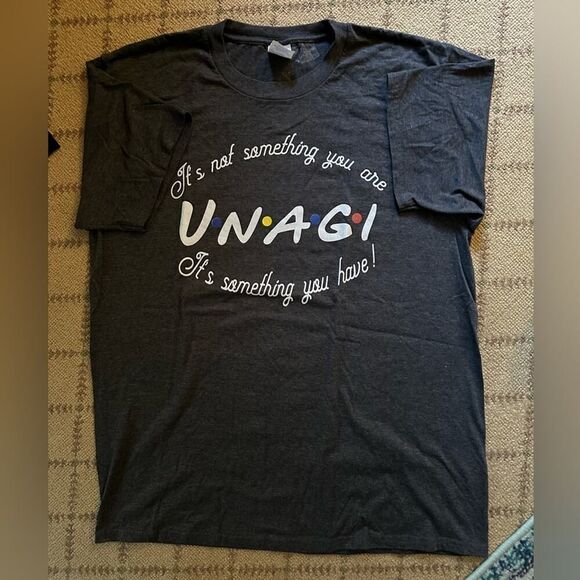 Charcoal Gray Friends “Unagi” short sleeve T-shirt L NWOT - Picture 1 of 6